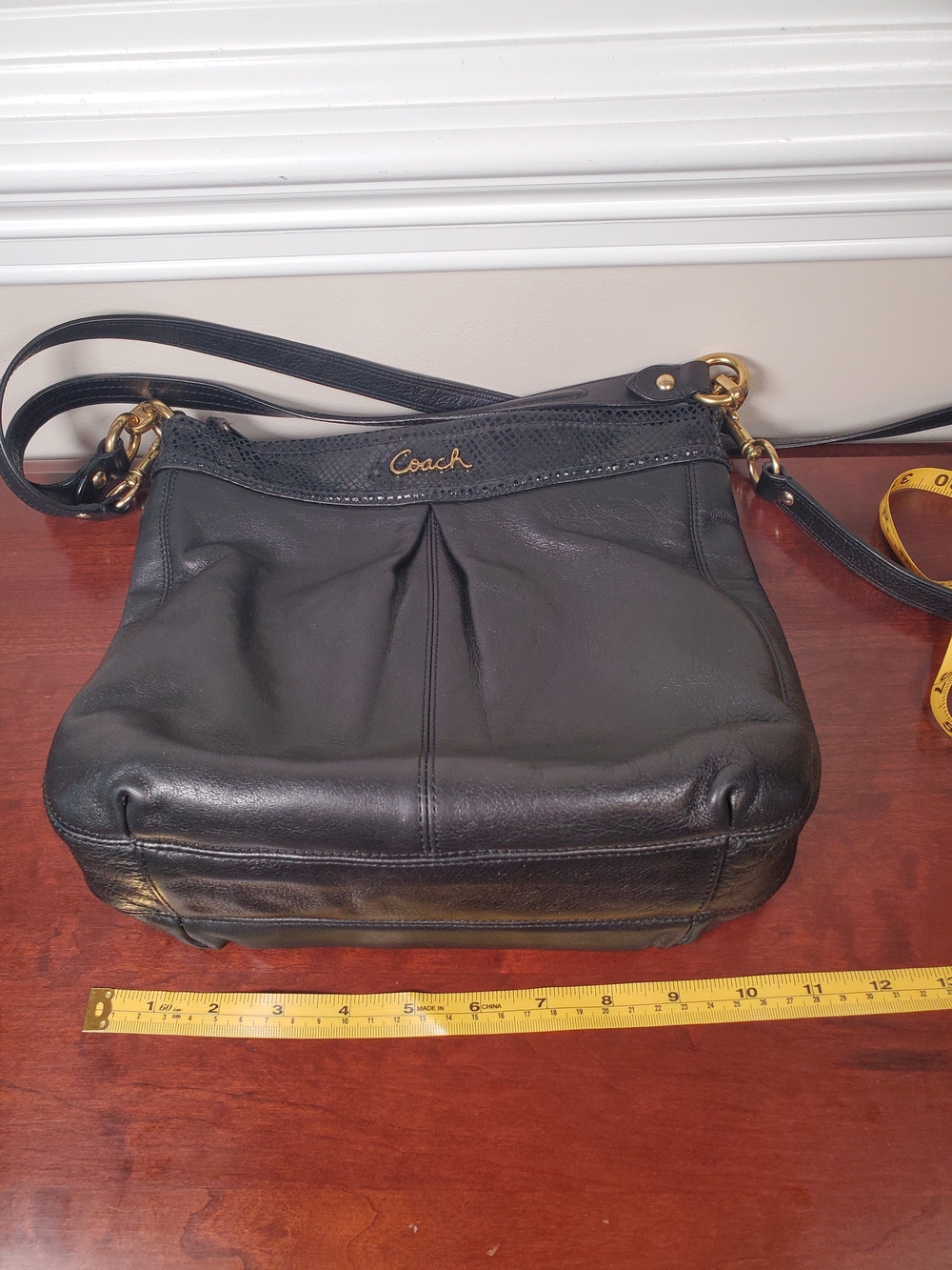 Coach - Ashley - Leather - Hippie Crossbody / Shoulder Bag - Black - F20114 - Picture 14 of 17